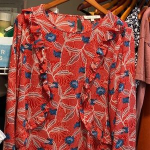 Red and blue flower shirt